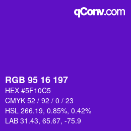 Color code: RGB 95 16 197 | qconv.com