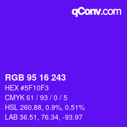 Color code: RGB 95 16 243 | qconv.com