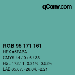 Color code: RGB 95 171 161 | qconv.com