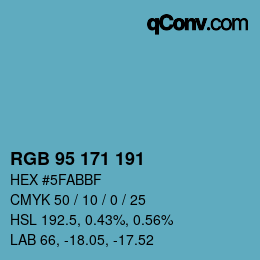 Color code: RGB 95 171 191 | qconv.com