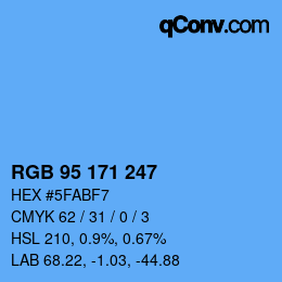 颜色代码: RGB 95 171 247 | qconv.com