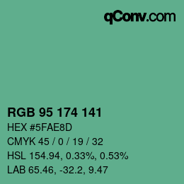 Color code: RGB 95 174 141 | qconv.com