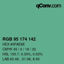 Color code: RGB 95 174 142 | qconv.com