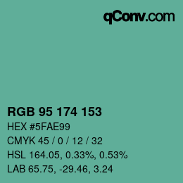 Color code: RGB 95 174 153 | qconv.com