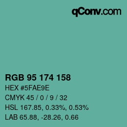 Color code: RGB 95 174 158 | qconv.com