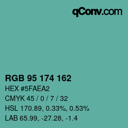 カラーコード: RGB 95 174 162 | qconv.com