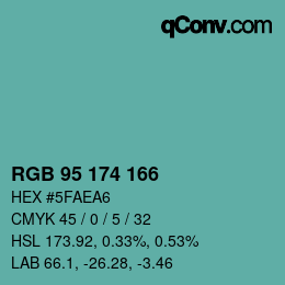 Color code: RGB 95 174 166 | qconv.com