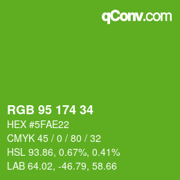 Color code: RGB 95 174 34 | qconv.com