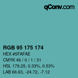Color code: RGB 95 175 174 | qconv.com