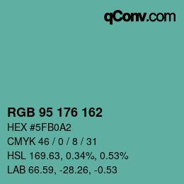 Color code: RGB 95 176 162 | qconv.com