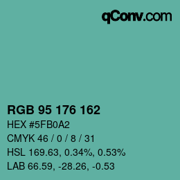 Color code: RGB 95 176 162 | qconv.com