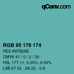 Color code: RGB 95 178 174 | qconv.com