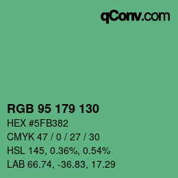 カラーコード: RGB 95 179 130 | qconv.com