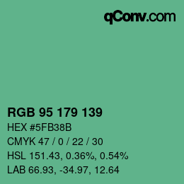 Code couleur: RGB 95 179 139 | qconv.com