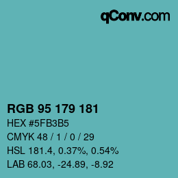 颜色代码: RGB 95 179 181 | qconv.com