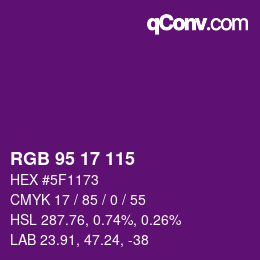 颜色代码: RGB 95 17 115 | qconv.com