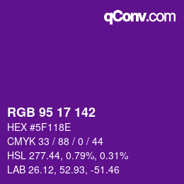 Color code: RGB 95 17 142 | qconv.com