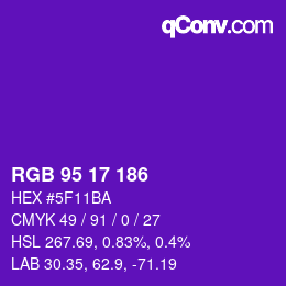 Color code: RGB 95 17 186 | qconv.com