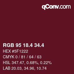 カラーコード: RGB 95 18.4 34.4 | qconv.com