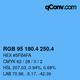 カラーコード: RGB 95 180.4 250.4 | qconv.com