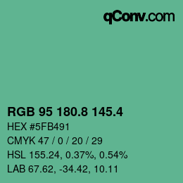 カラーコード: RGB 95 180.8 145.4 | qconv.com