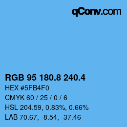 カラーコード: RGB 95 180.8 240.4 | qconv.com