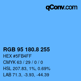 Color code: RGB 95 180.8 255 | qconv.com