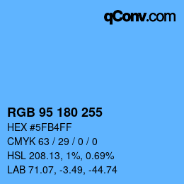 Color code: RGB 95 180 255 | qconv.com