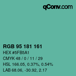 Color code: RGB 95 181 161 | qconv.com