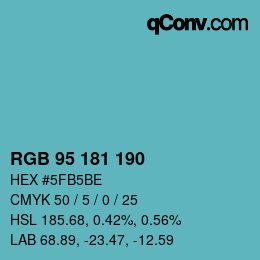 颜色代码: RGB 95 181 190 | qconv.com