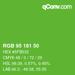 颜色代码: RGB 95 181 50 | qconv.com