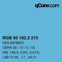 カラーコード: RGB 95 182.2 215 | qconv.com