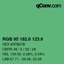 カラーコード: RGB 95 182.6 123.6 | qconv.com