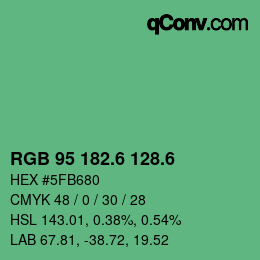カラーコード: RGB 95 182.6 128.6 | qconv.com