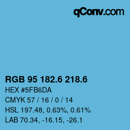 カラーコード: RGB 95 182.6 218.6 | qconv.com
