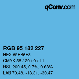 颜色代码: RGB 95 182 227 | qconv.com