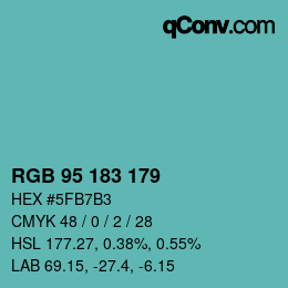 Color code: RGB 95 183 179 | qconv.com