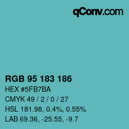 Color code: RGB 95 183 186 | qconv.com