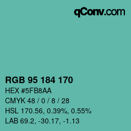 Farbcode: RGB 95 184 170 | qconv.com