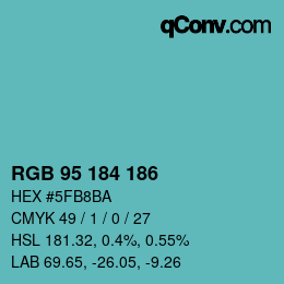 Color code: RGB 95 184 186 | qconv.com
