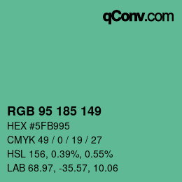 颜色代码: RGB 95 185 149 | qconv.com