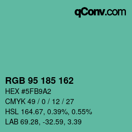 カラーコード: RGB 95 185 162 | qconv.com