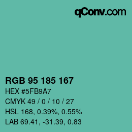Color code: RGB 95 185 167 | qconv.com