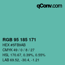 Farbcode: RGB 95 185 171 | qconv.com