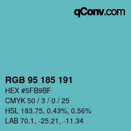 Color code: RGB 95 185 191 | qconv.com