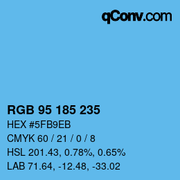 Color code: RGB 95 185 235 | qconv.com