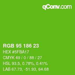 Color code: RGB 95 186 23 | qconv.com