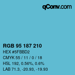 Color code: RGB 95 187 210 | qconv.com