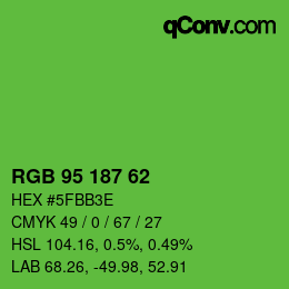 Código de color: RGB 95 187 62 | qconv.com