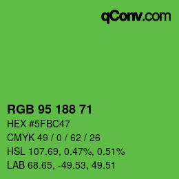 Color code: RGB 95 188 71 | qconv.com